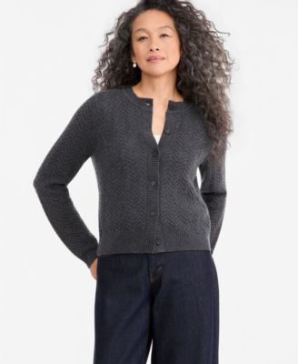Women's 100% Cashmere Herringbone Cardigan