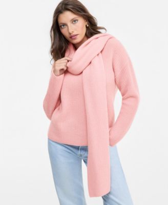 Women's Long-Sleeve 100% Cashmere Scarf Sweater