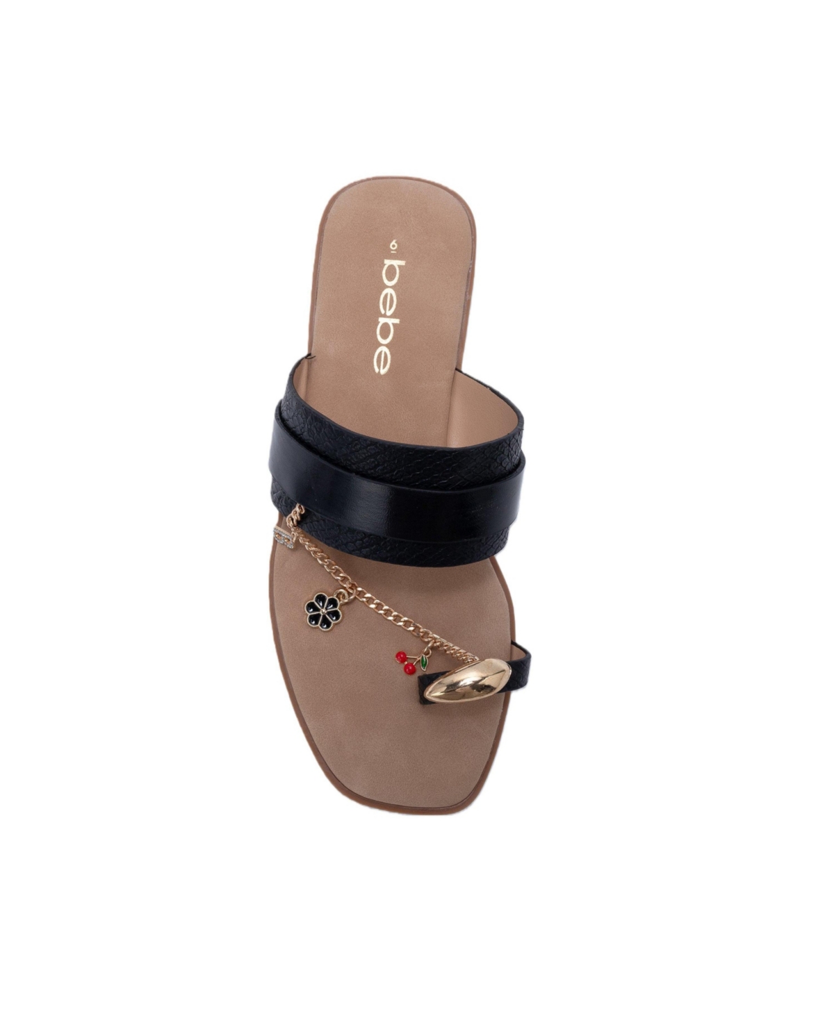 bebe Women s Thong Sandals with Charm Chain Detail Flat Slip-On Summer