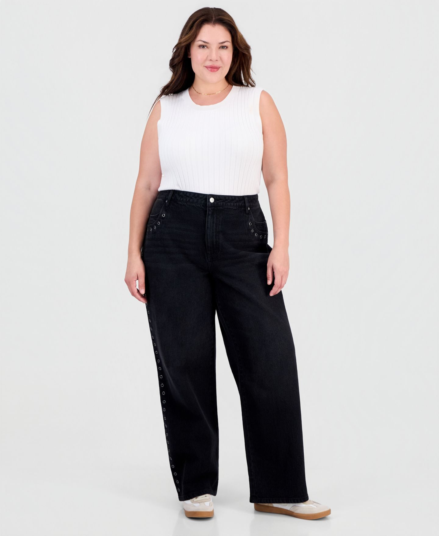 Женские джинсы And Now This Trendy Plus Size Wide Leg, цвет: Чёрный — фото 1