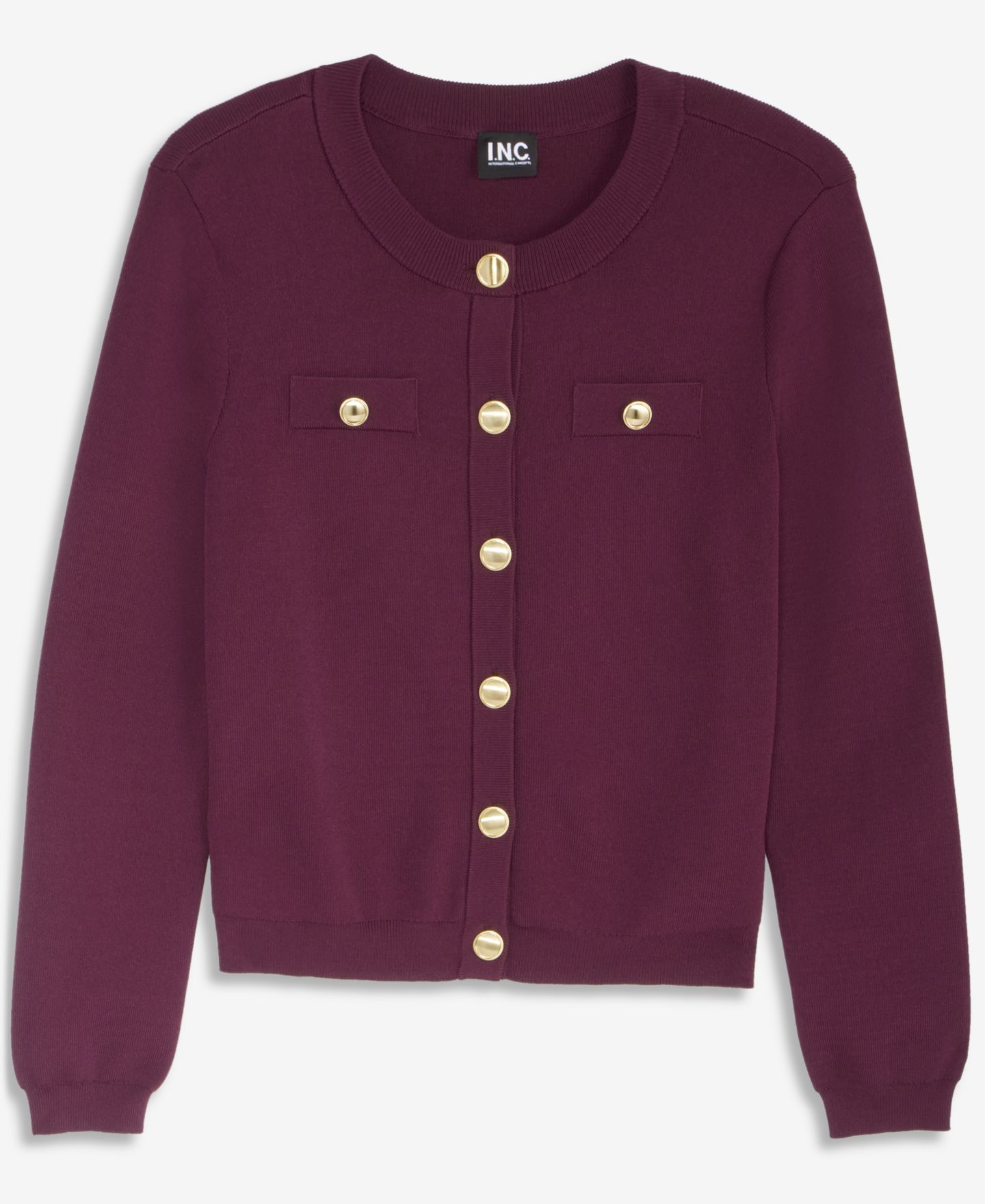 Женский кардиган I.N.C. International Concepts Petite Structured Button-Front, цвет: Ягодный винный — фото 7