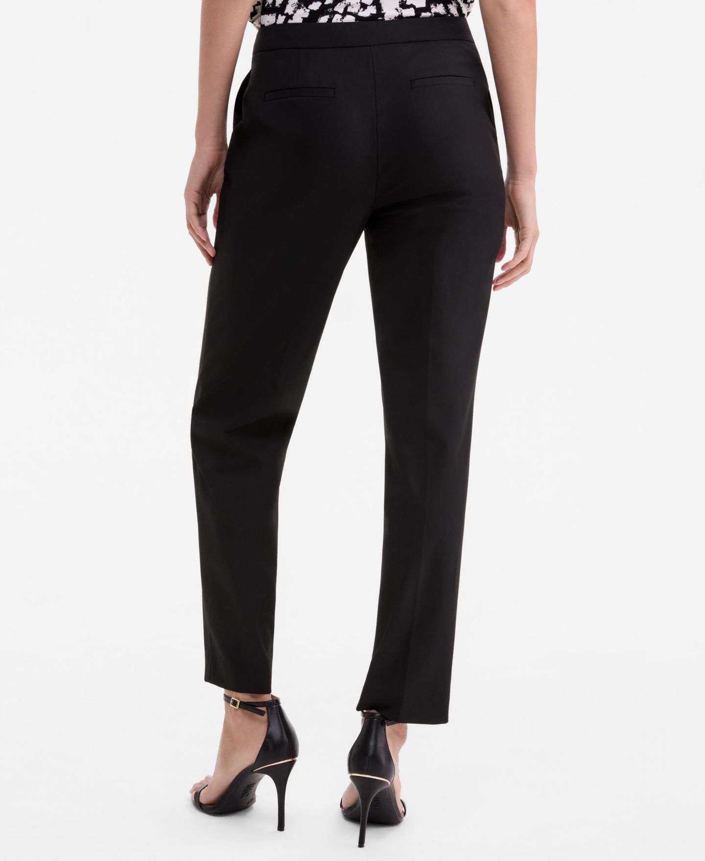 Женские брюки Kasper Machine Washable Mid-Rise Straight Leg Pants, Regular & Petite, цвет: Чёрный — фото 7