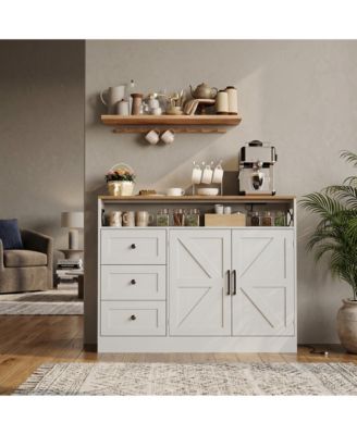 Drawer 2-Door Sideboard Buffet Cabinet, Engineered Wood Storage Console Table for Dining Room Living Room Kitchen