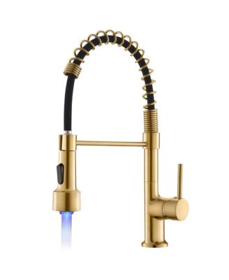Commercial LED Kitchen Faucet with Pull Down Sprayer, Single Handle Single Lever Kitchen Sink Faucet