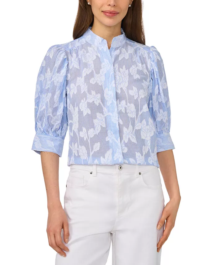 Women's Open Collar Striped Top