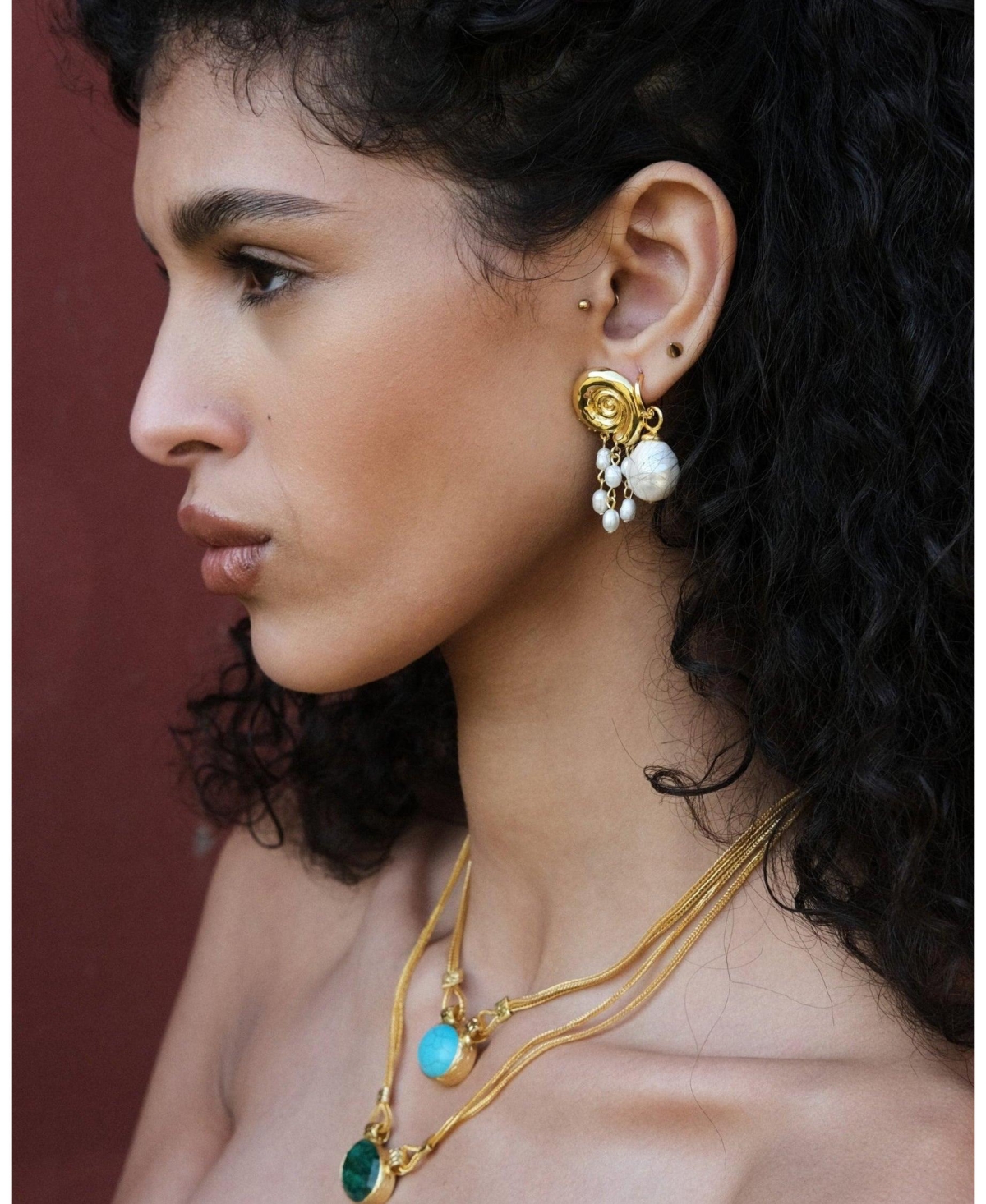 Ottoman Hands Daphne Turquoise Chain Necklace