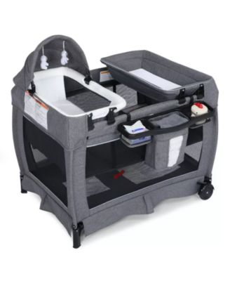 Baby 4-in-1 Portable Playard with Bassinet, Changing Table and Canopy