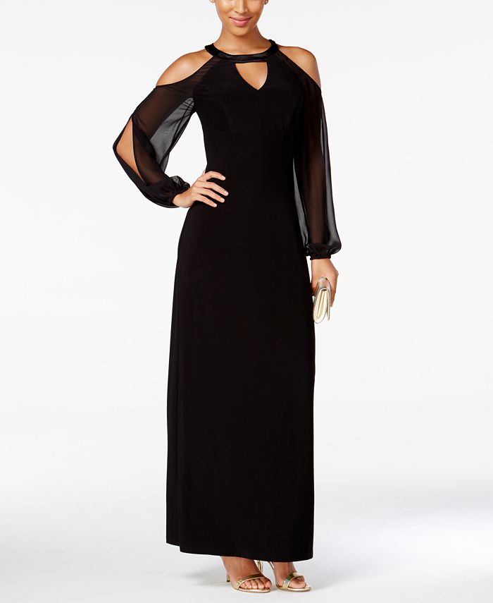 Msk cold store shoulder maxi dress