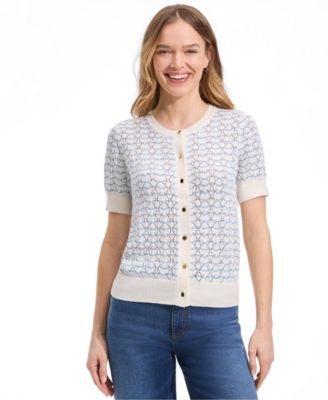 Women's Cotton Viscose Short Sleeve Cardigan Sweater