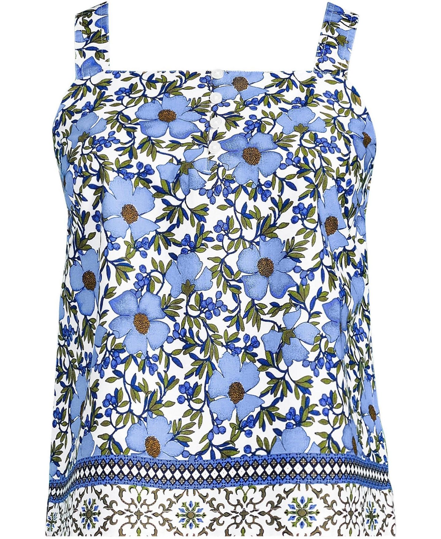 Женский топ Lands' End Poplin Square Neck Sleeveless Shell, цвет: Прозрачный синий небесно-голубой — фото 4