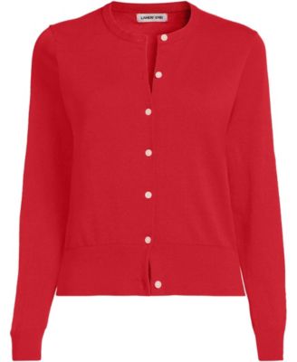 Women's Fine Gauge Cotton Crew Cardigan Sweater