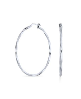 Big Lightweight Rope Cable Twist Hoop Earrings .925 Sterling Silver