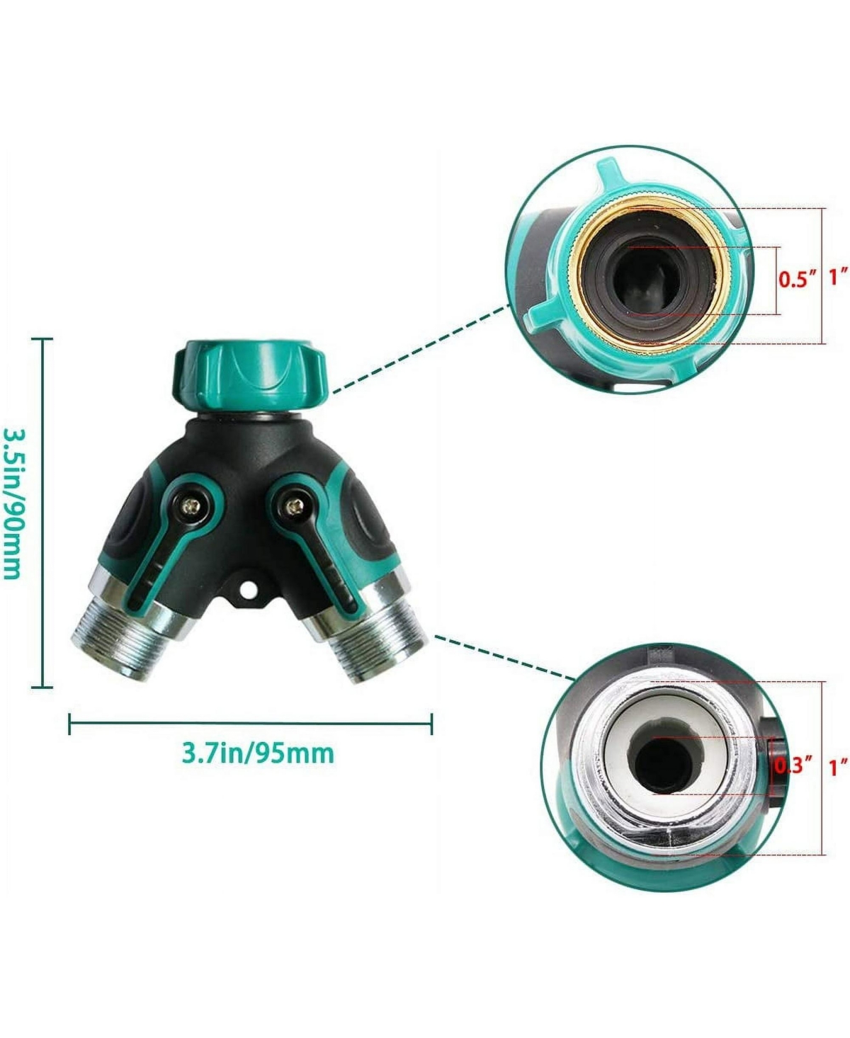 Hose Splitter 2 Way Faucet Splitter with Shut off Valve