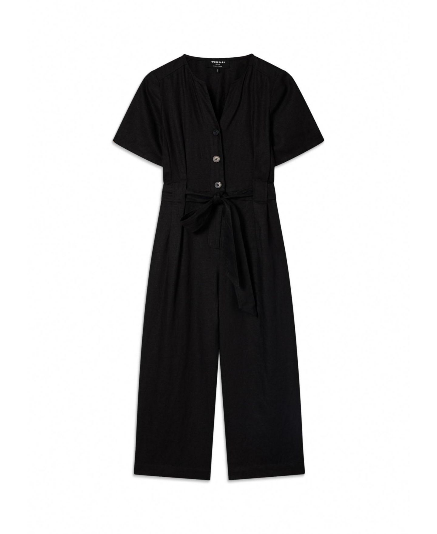 Женский комбинезон Whistles Fiona Linen Button Jumpsuit, цвет: Чёрный — фото 2
