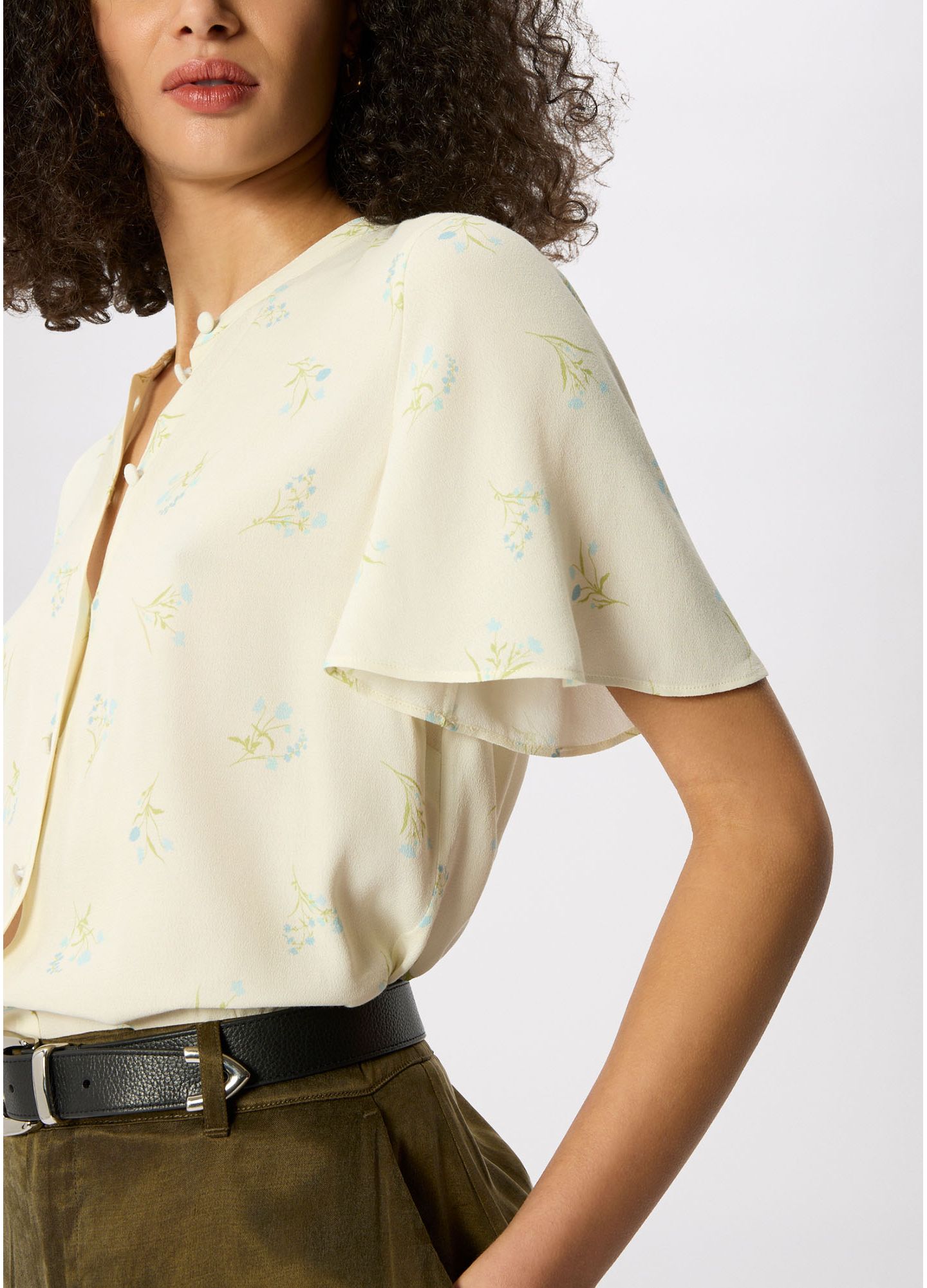 Женская рубашка Whistles Floral Button Front, цвет: Слоновая кость / Разноцветный — фото 4