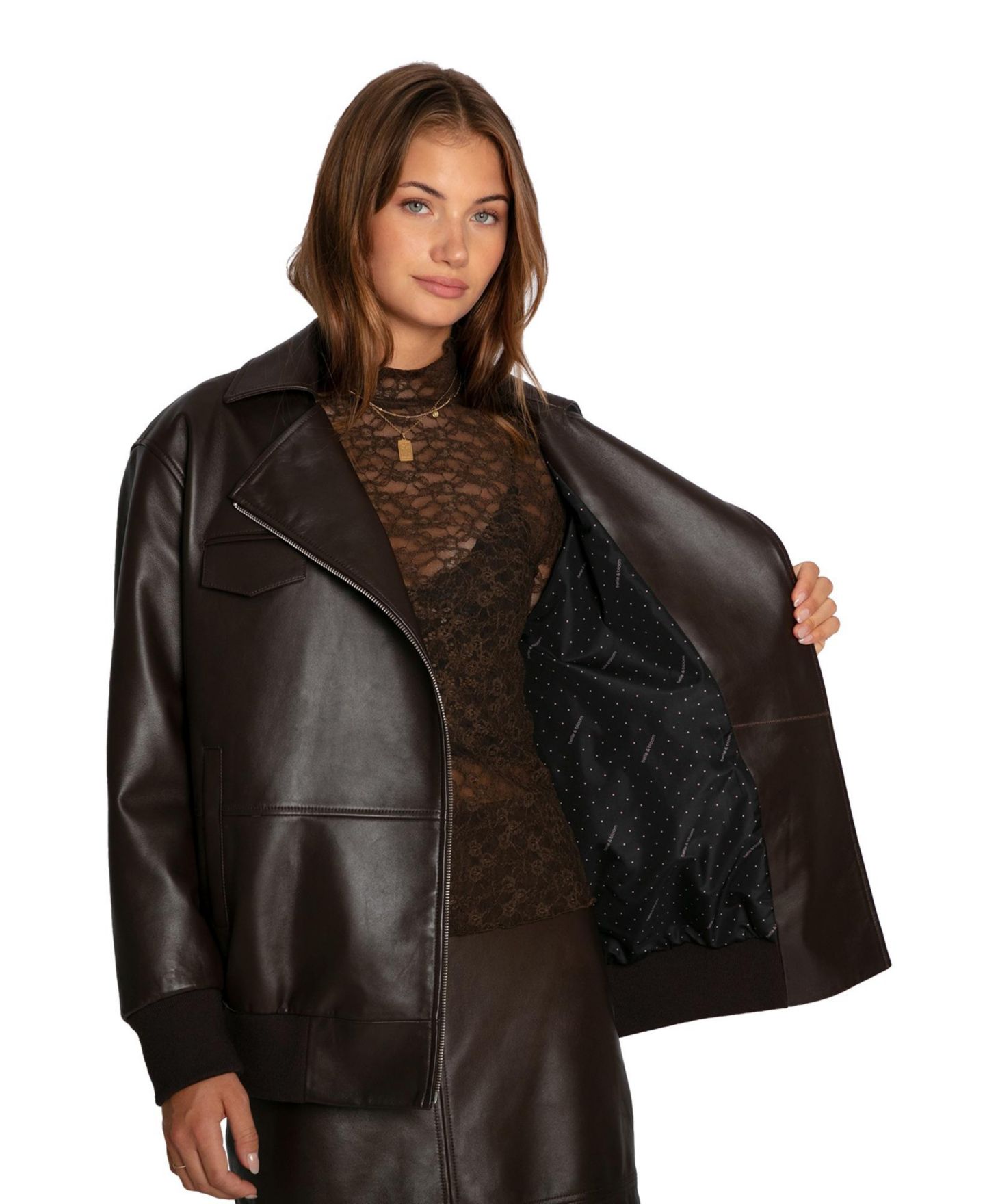 Женская куртка Belle & Bloom Desert Moon Leather Bomber, цвет: Шоколадный — фото 5