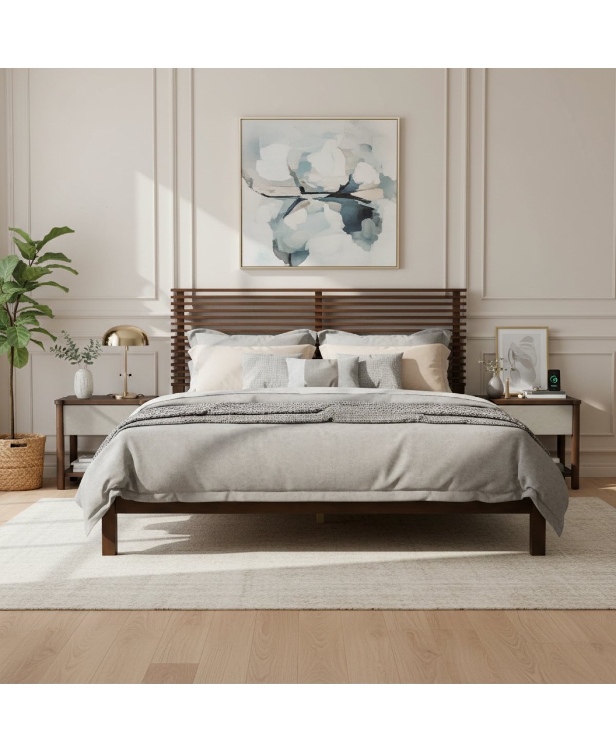 Streamdale Furniture Premium Solid Wood Queen Platform Bed Frame