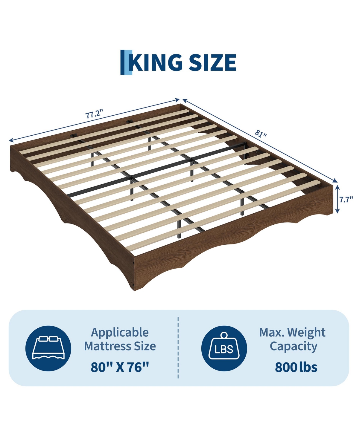 homfan Minimalist Wave Edge Wood Platform Bed Frame - Sturdy and Noise-Free, Easy Assembly, No Box Spring