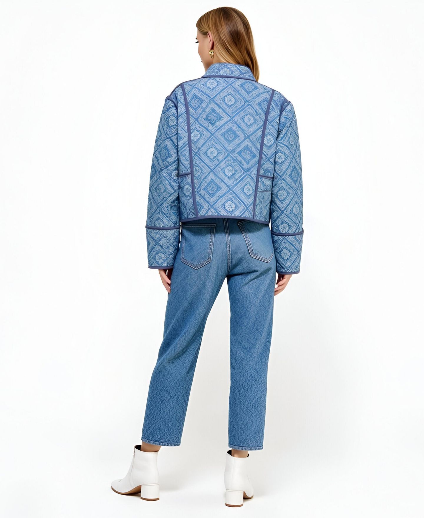 Женская куртка Modenaire Diamond Quilted Open-Front, цвет: Синий — фото 5