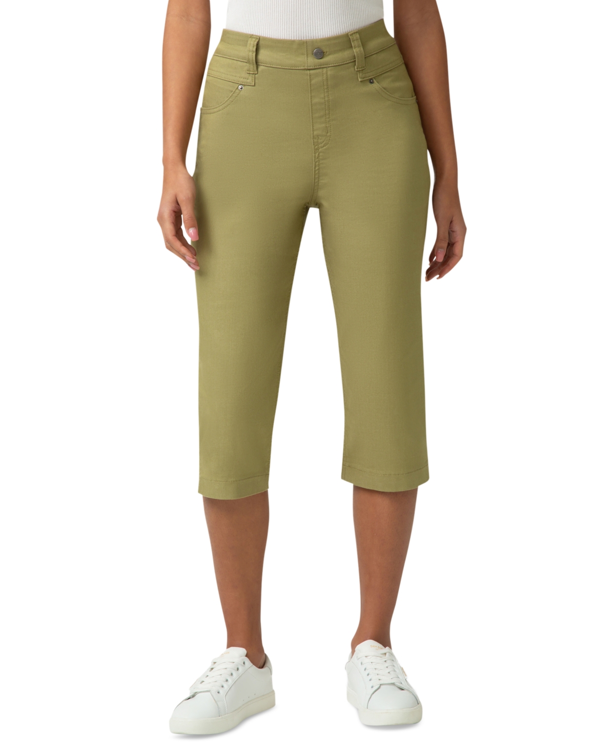 Hue Women's Crosshatch Denim Pedal Pusher Pants In Brown