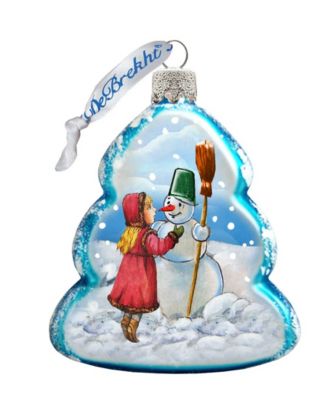Playing Snowman Glass Ornament
