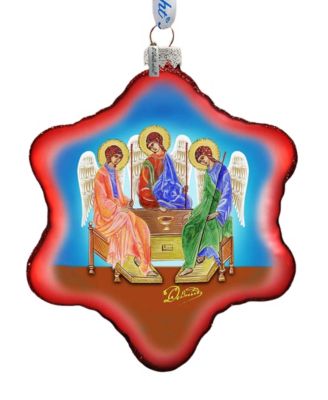 Trinity Nativity Snowflake Glass Ornament