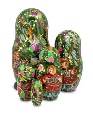 5-Piece Christmas Tree Santa Russian Matryoshka Nested Doll Set