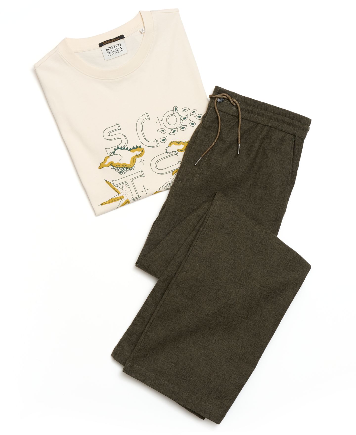 Мужские брюки SCOTCH & SODA Otis Melange Relaxed-Fit, цвет: Тёмно-зелёный меланжевый — фото 9