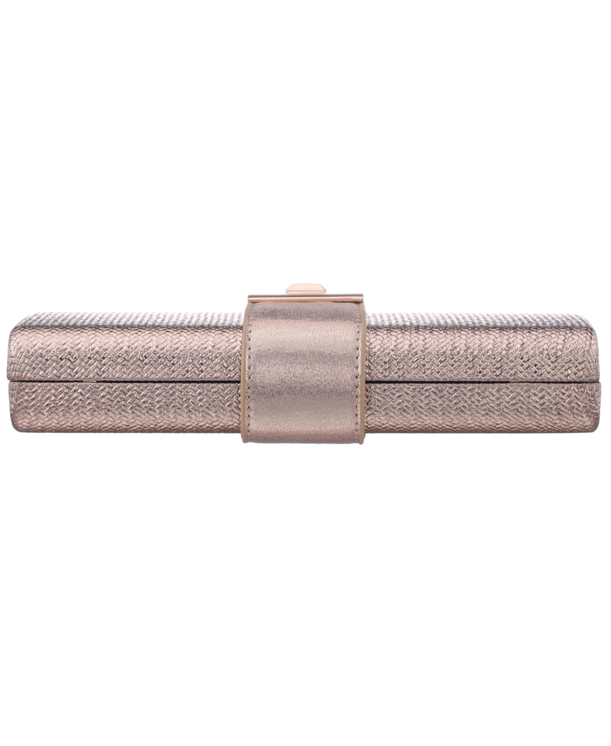 Nina Embossed Woven Turnlock Minaudiere Small Handbag