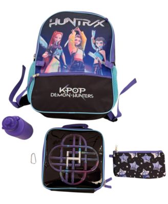 Accessory Innovation Boys' and Girls' K-Pop Huntrix Backpack, Detachable Lunch Bag, Gadget Case, Water Bottle and Carabiner, 5-Piece Set