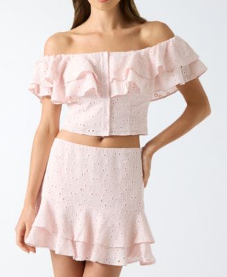 Women's Sade Ruffled Cotton Off-The-Shoulder Top