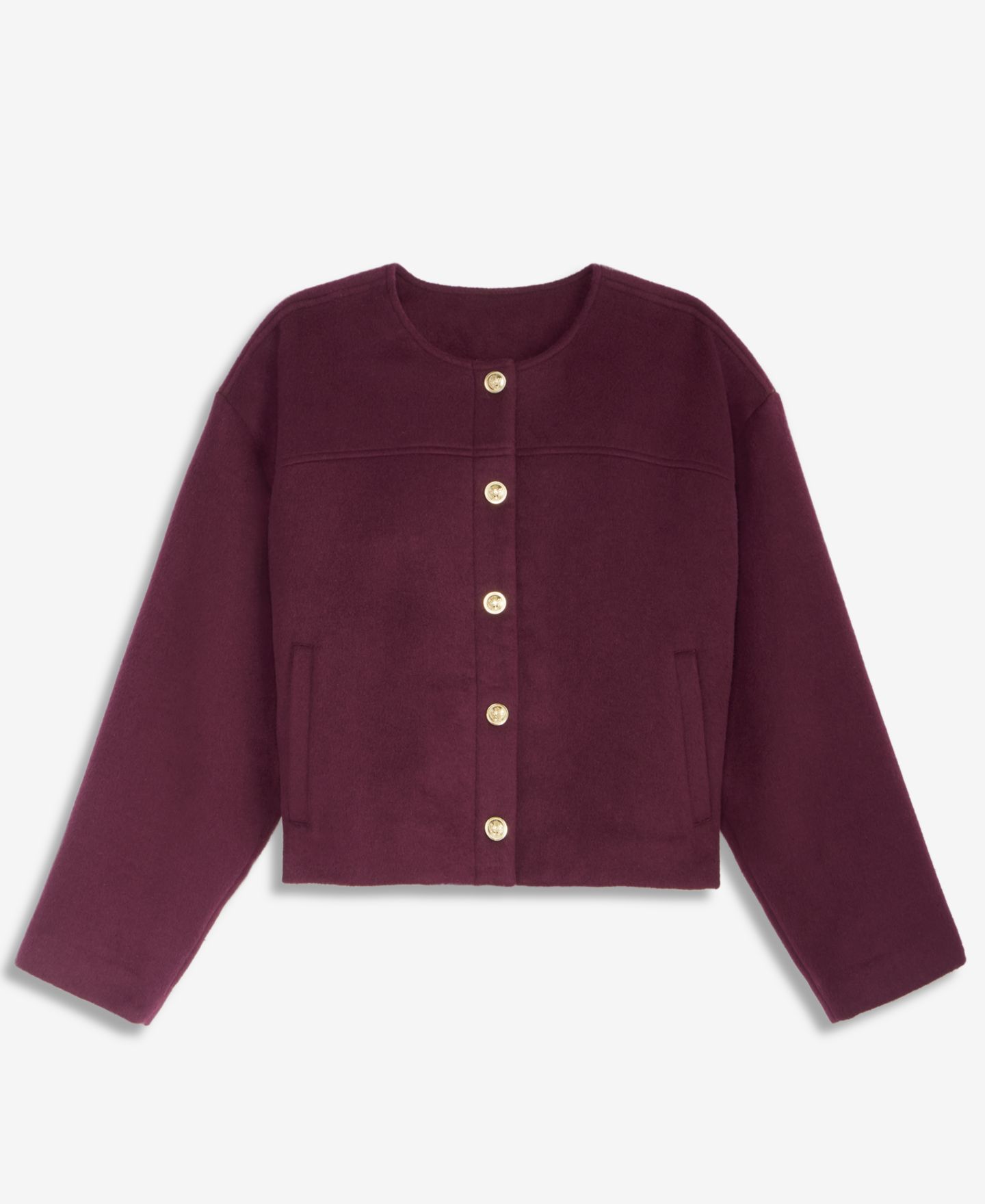 Женская куртка I.N.C. International Concepts Petite Poly-Wool Blend Snap-Front, цвет: Ягодный винный — фото 5