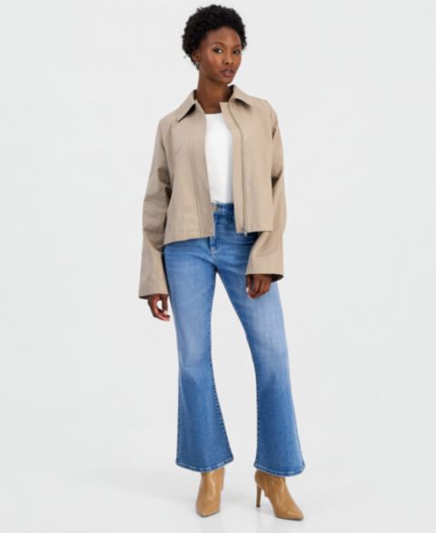 Женская куртка I.N.C. International Concepts Petite Cropped Trench Cotton-Blend, цвет: Серо-коричневый