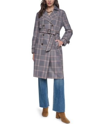Women's Plaid Trench Coat