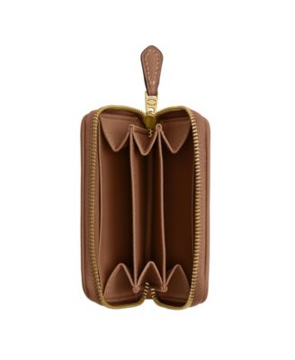 COACH Essential Small Crystal Signature Jacquard Zip Around Card