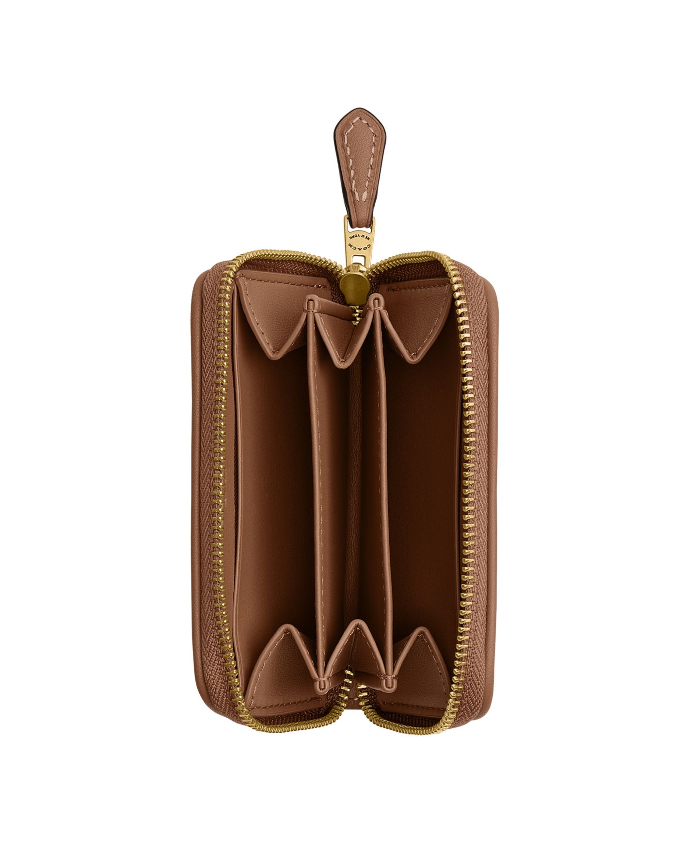 Женский кошелёк Coach Essential Small Crystal Signature Jacquard Zip Around Card Case, цвет: Латунный / Серо-бежевый — фото 3
