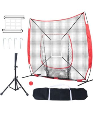 7x7 ft Portable Baseball Softball Practice Net with Strike Zone and