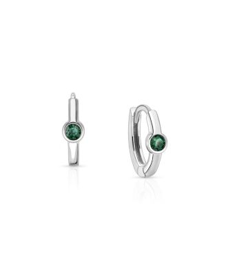 Girl's Sterling Silver 9mm Birthstone Huggie Hoops Earrings