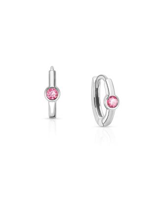Girl's Sterling Silver 9mm Birthstone Huggie Hoops Earrings