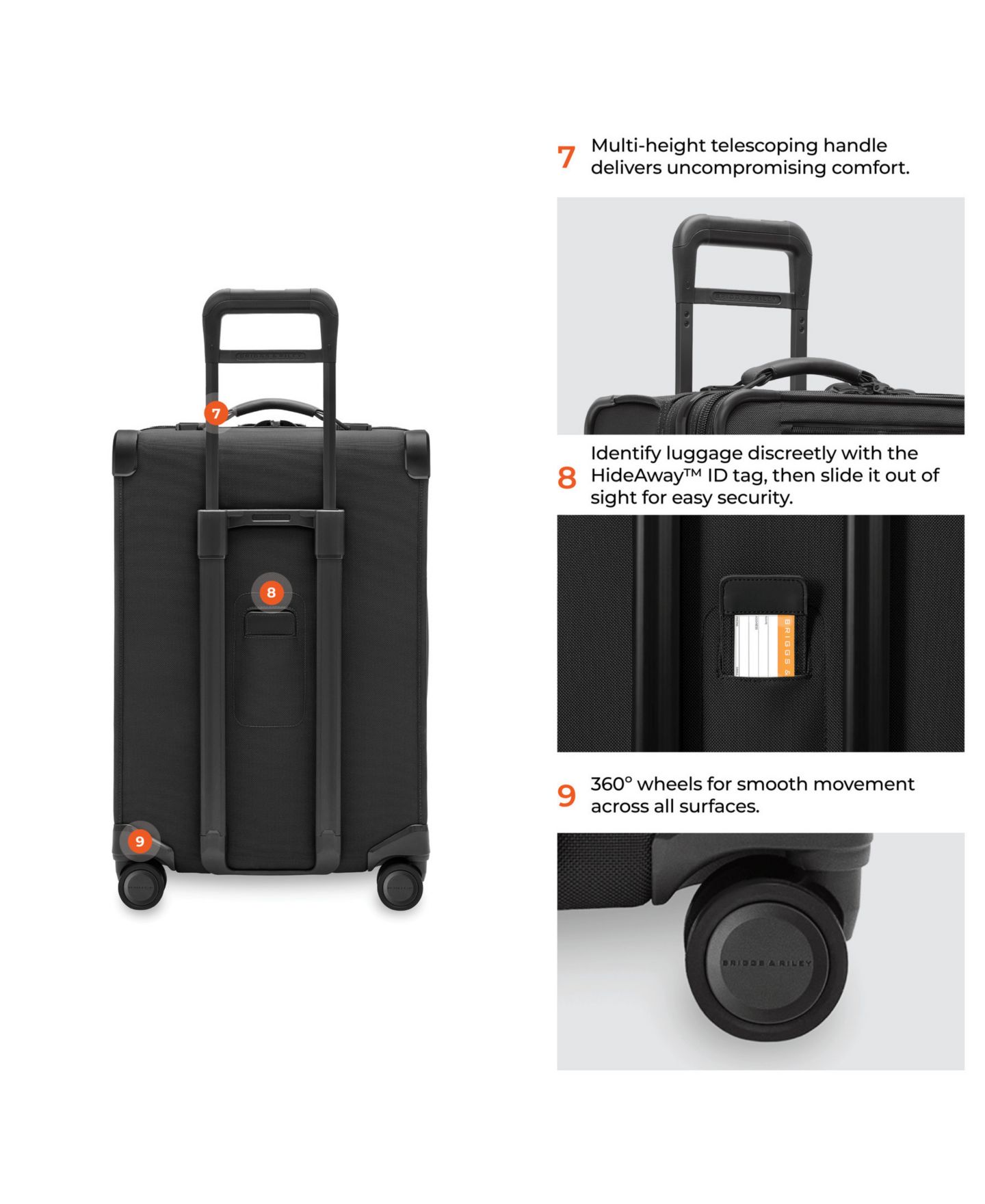 Чемодан Briggs & Riley Baseline Compact Medium Checked Expandable Spinner, цвет: Чёрный — фото 14