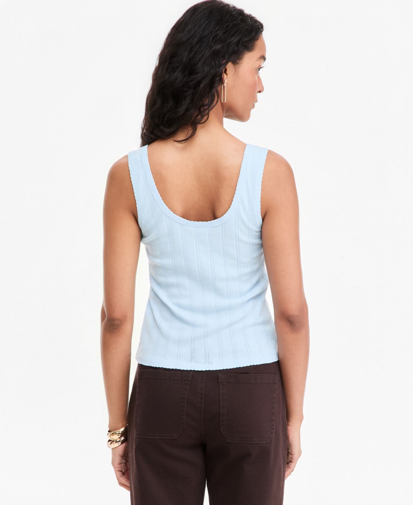 Женский топ On 34th Pointelle Rib Scoop-Neck Layering, цвет: Синий — фото 2