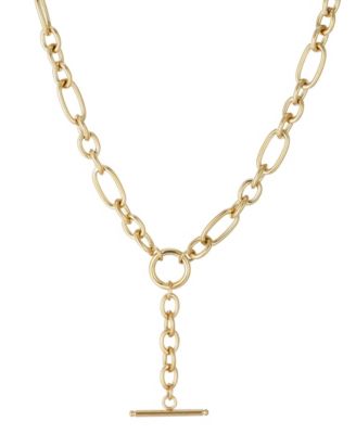 Tarnish Resistant Gold Mixed Link Y-Necklace