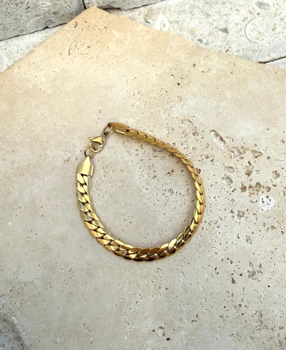 Adornia Tarnish Resistant Gold Flat Curb Chain Bracelet