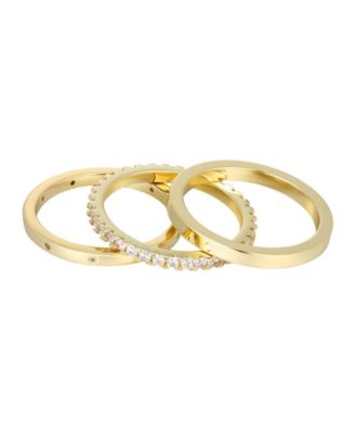 Gold Cubic Zirconia 3-Band Rings Set
