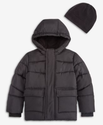 Boys' 2T-5T Solid Quilted Puffer Coat and Fleece Hat (while supplies last)