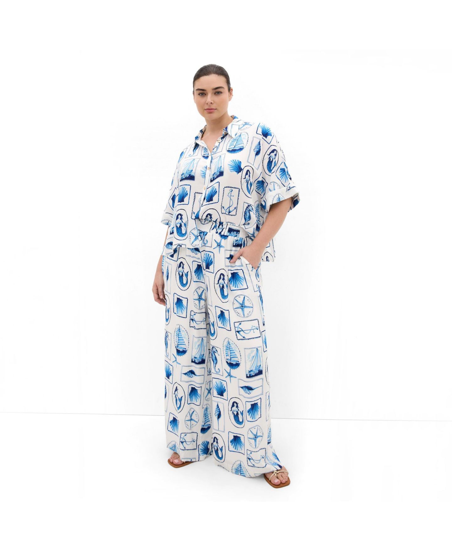Женская рубашка CITY CHIC Plus Size Liana Amalfi Print, цвет: Amalfi Postcard — фото 3
