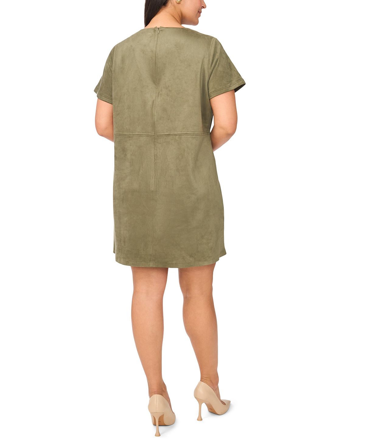 Vince Camuto Plus Size Paneled Exposed Stitching Shift Mini Dress view 5 — MAYCSS fashion products