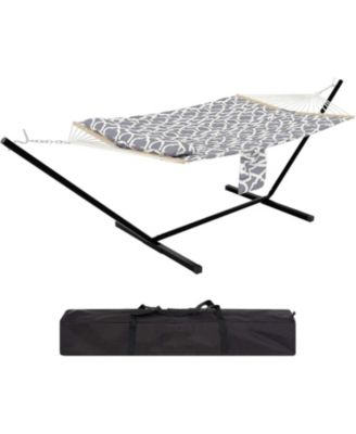 Double Hammock with Stand, Portable Hammock with Reinforced Steel Frame and Storage Bag, 450 Lb Capacity
