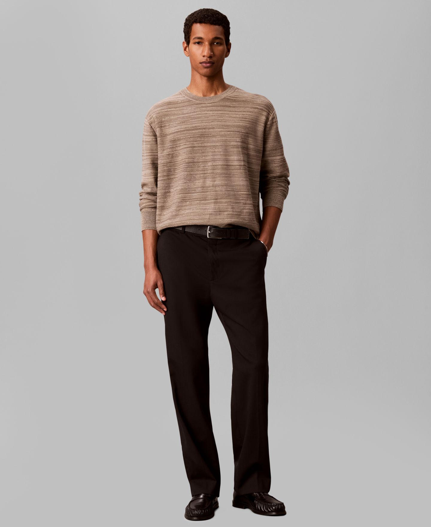Мужской свитер Calvin Klein Textured Breathable Crewneck, цвет: Кешью — фото 2