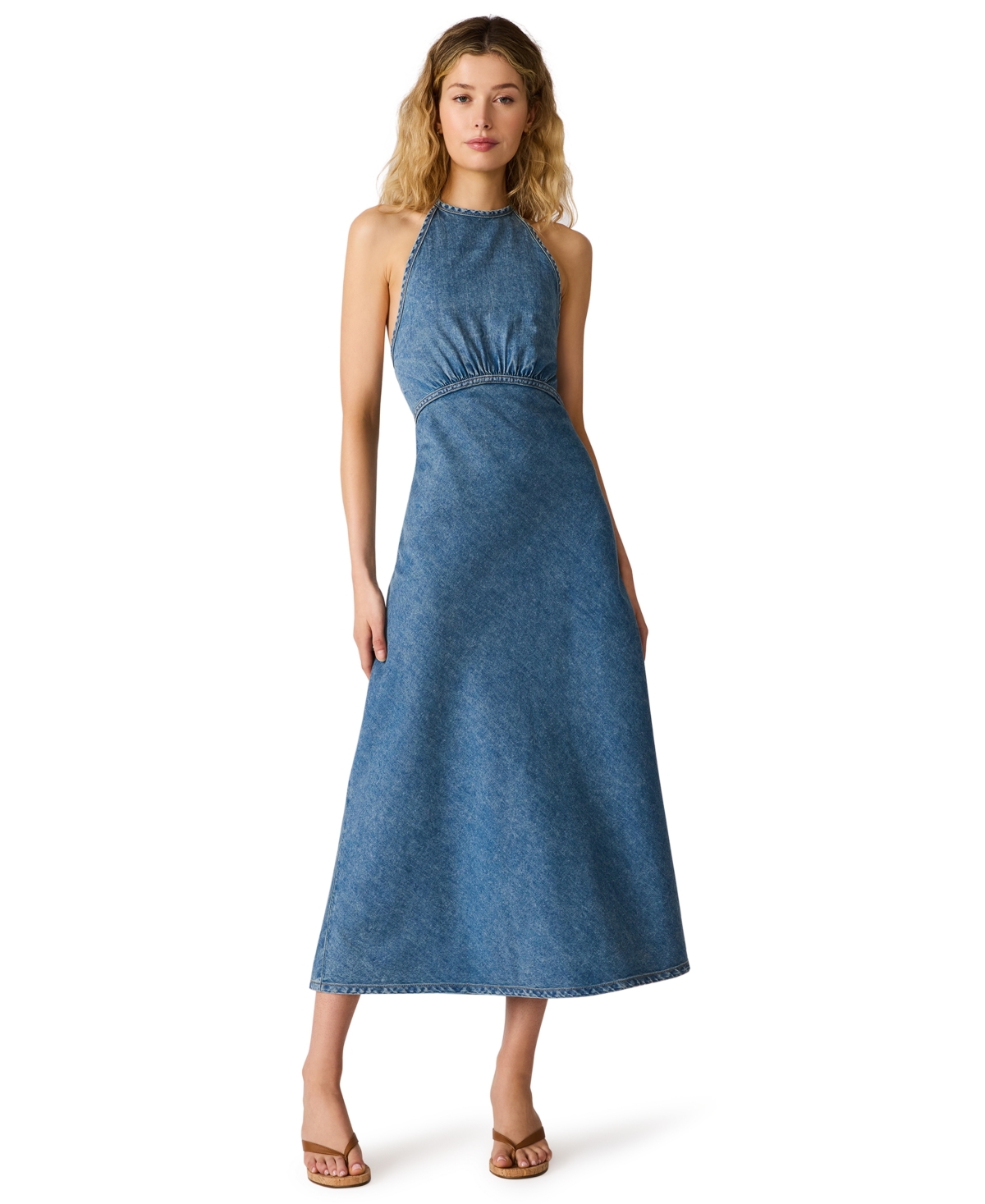 Steve Madden Women's Vilma Halter Neck Sleeveless Midi Dress